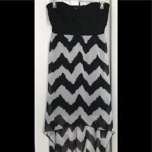 Chevron Print hi-lo halter dress